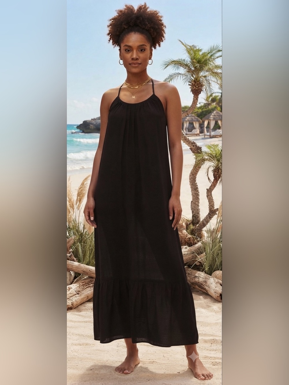 ASOS DESIGN Drop Hem Crinkle Beach Maxi Dress